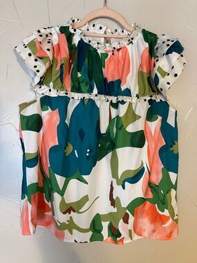 Pink and Light Blue Colorblock Top Polka Dots!!!!